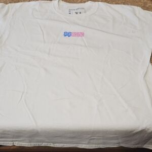 Nwot White T-Shirt with Blue and Pink Graphic